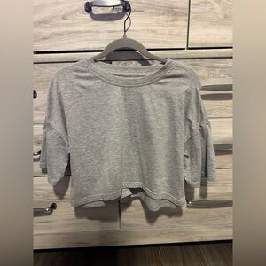 Gray Short Sleeve Oversized Crop Top